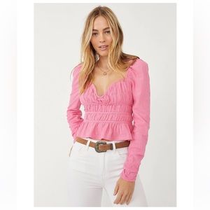 Free People Chloe Smocked Cotton Top